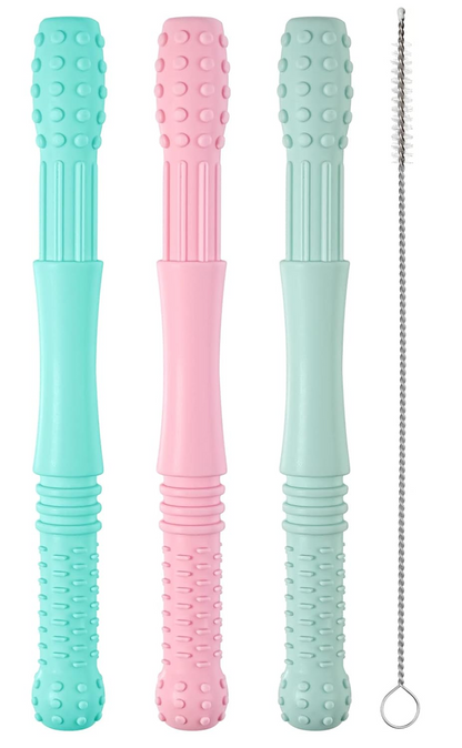 HOPTON jucărie de dentiție din silicon x3 + perie 16,8 cm