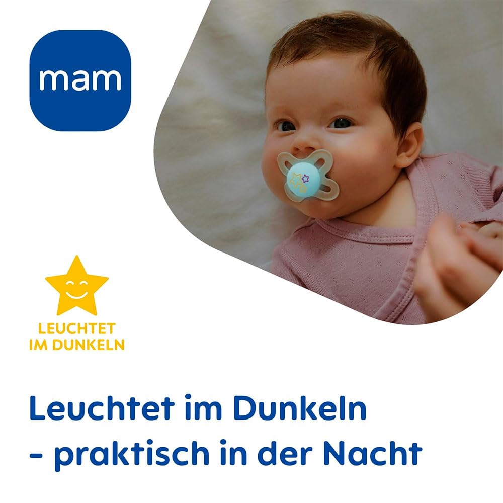 MAM Original Start smoczki uspokajające Day&Night 0-2m x4 ŚWIECĄCE, świecące w ciemności dla noworodka