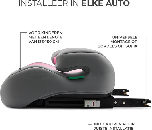 Kinderkraft I-BOOST podstawka samochodowa 135-150 cm, fotelik dla dziecka z montażem Isofix i pasami