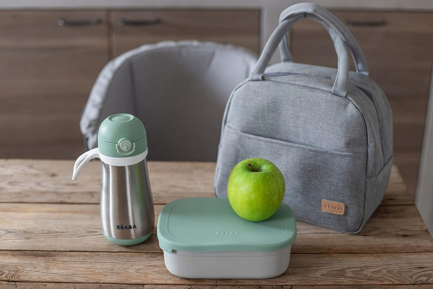 BEABA cutie pentru gustări lunchbox din OȚEL inoxidabil, 760 ml, cu compartimente