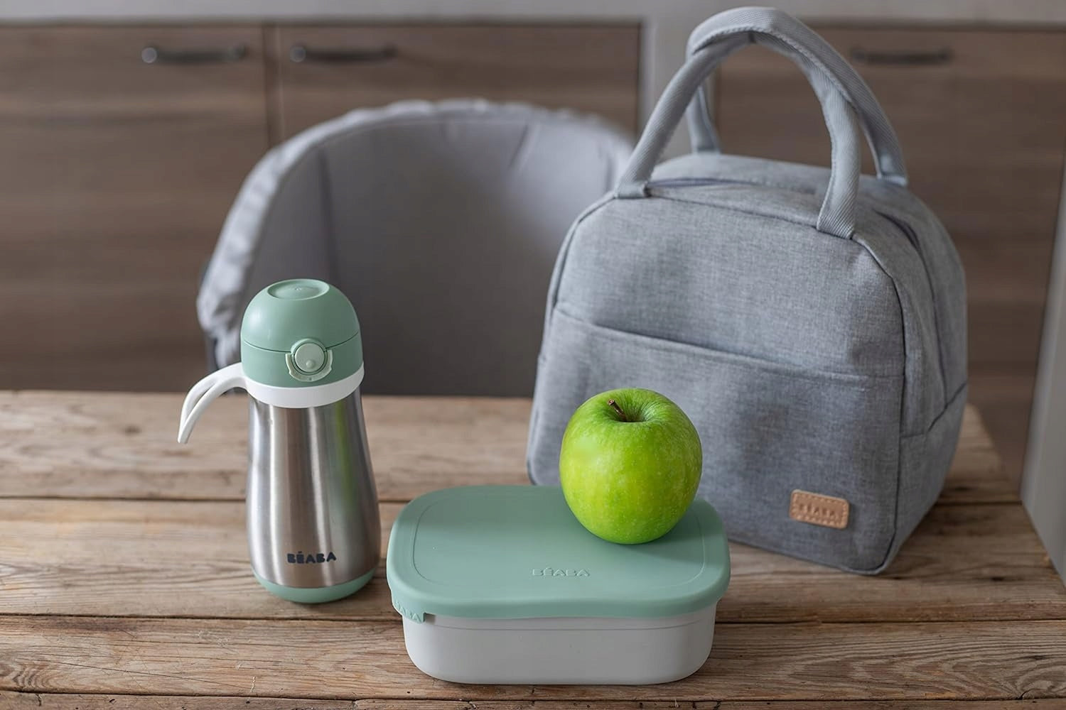 BEABA cutie pentru gustări lunchbox din OȚEL inoxidabil, 760 ml, cu compartimente