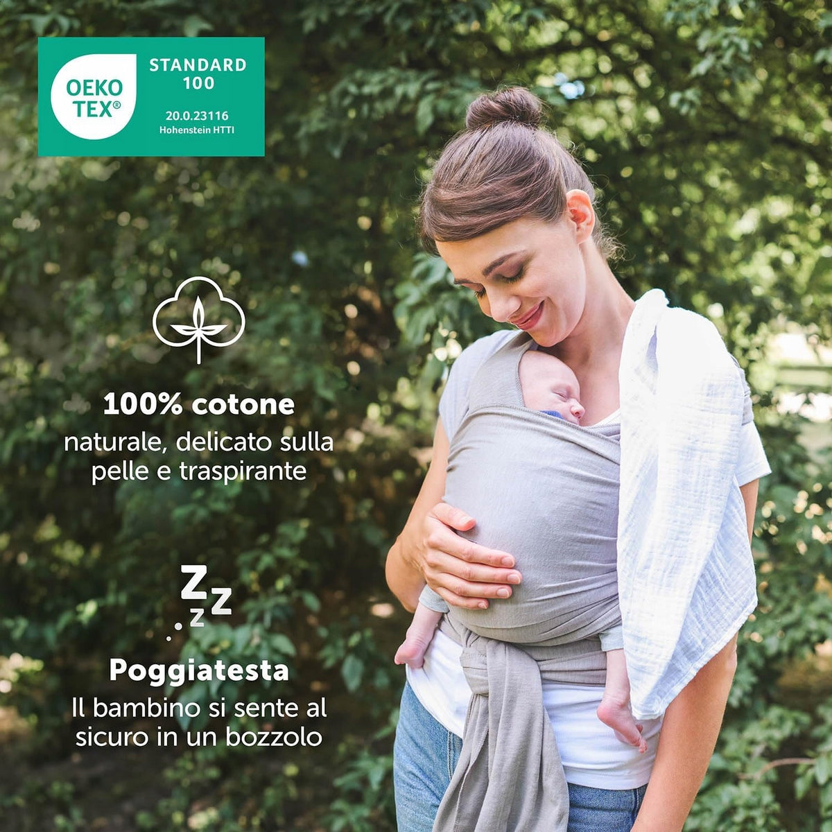 LALENI fascia elastica per portare il bambino fino a 15 kg