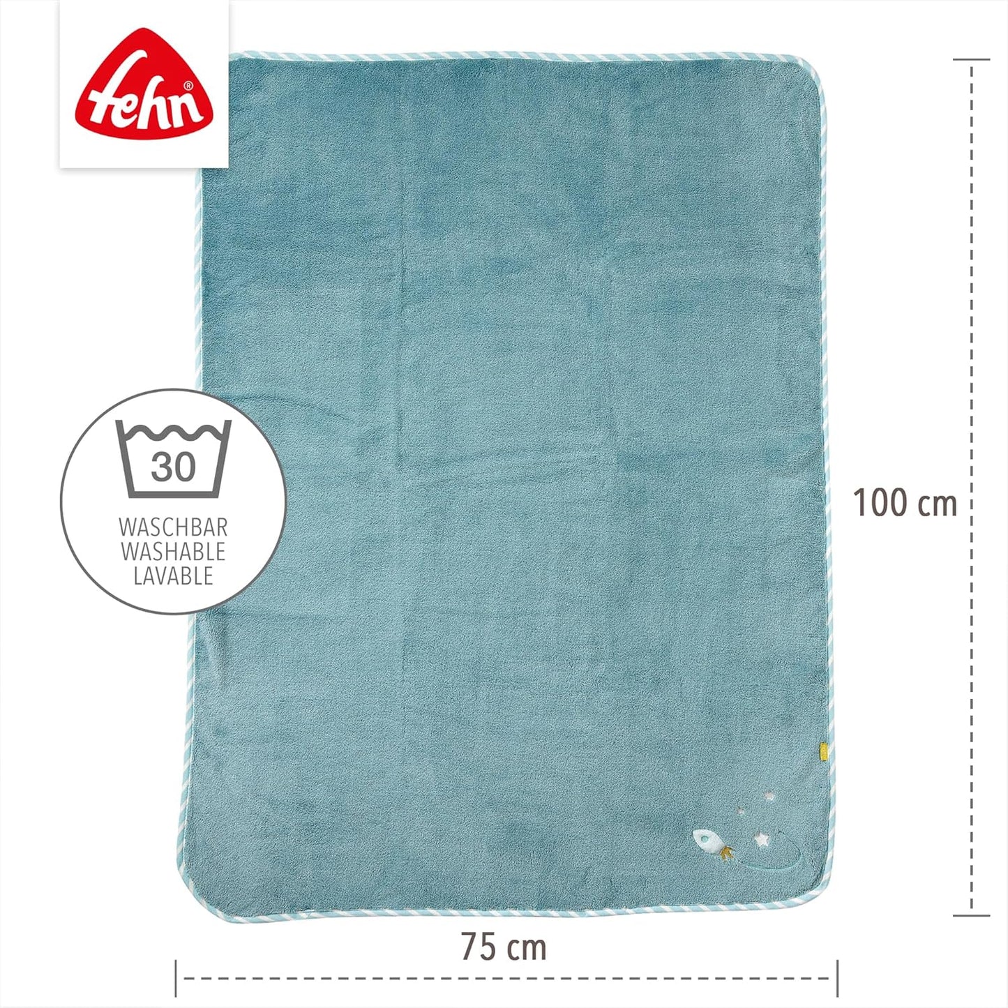 FEHN Kleines Schloss Babydecke 75x100 cm mit Rassel
