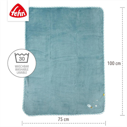 FEHN Kleines Schloss Babydecke 75x100 cm mit Rassel