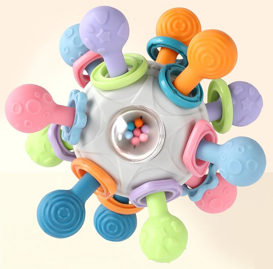 MIUZIFUN Teether Ballsensory teether ballage 0 +multicolouredwidth 9.5 cm, length 10.5 cmmaterials plastic