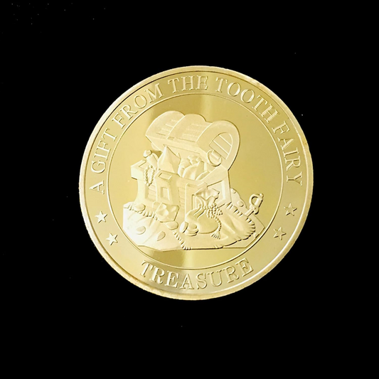 BRADOC Monedă metalică placată cu aur, Zâna Măseluță, pentru pus sub pernă, 4 cm, COMOARĂ