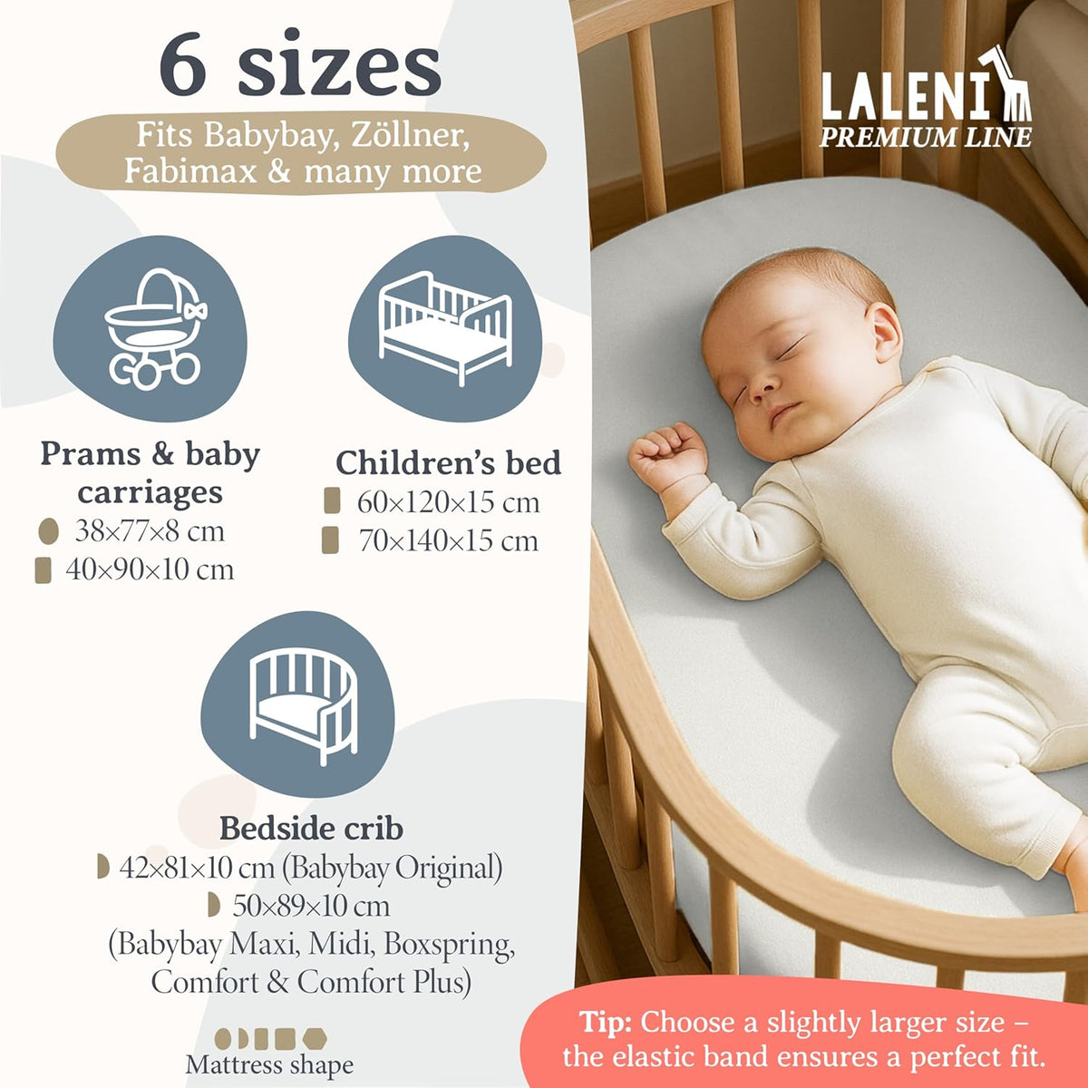 LALENI cearșaf cu elastic pentru cărucior 38x77