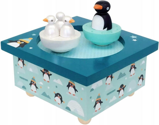 TROUSSELIER cutie muzicală magnetică din lemn PINGUINI