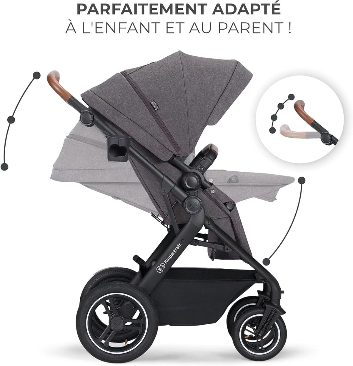 KINDERKRAFT B-TOUR cărucior multifuncțional 3 în 1 până la 22 kg + scoica MINK PRO
