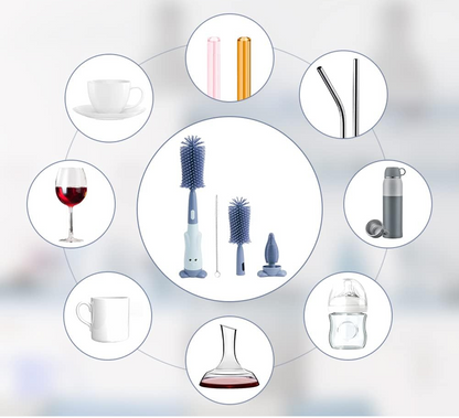 VICLOON 3-in-1 silicone brushes for cleaning bottles, pacifiers, and straws, 28cm