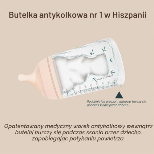 Suavinex Zero Zero biberon anticolici 270 ml 3m+ flux mediu (M)