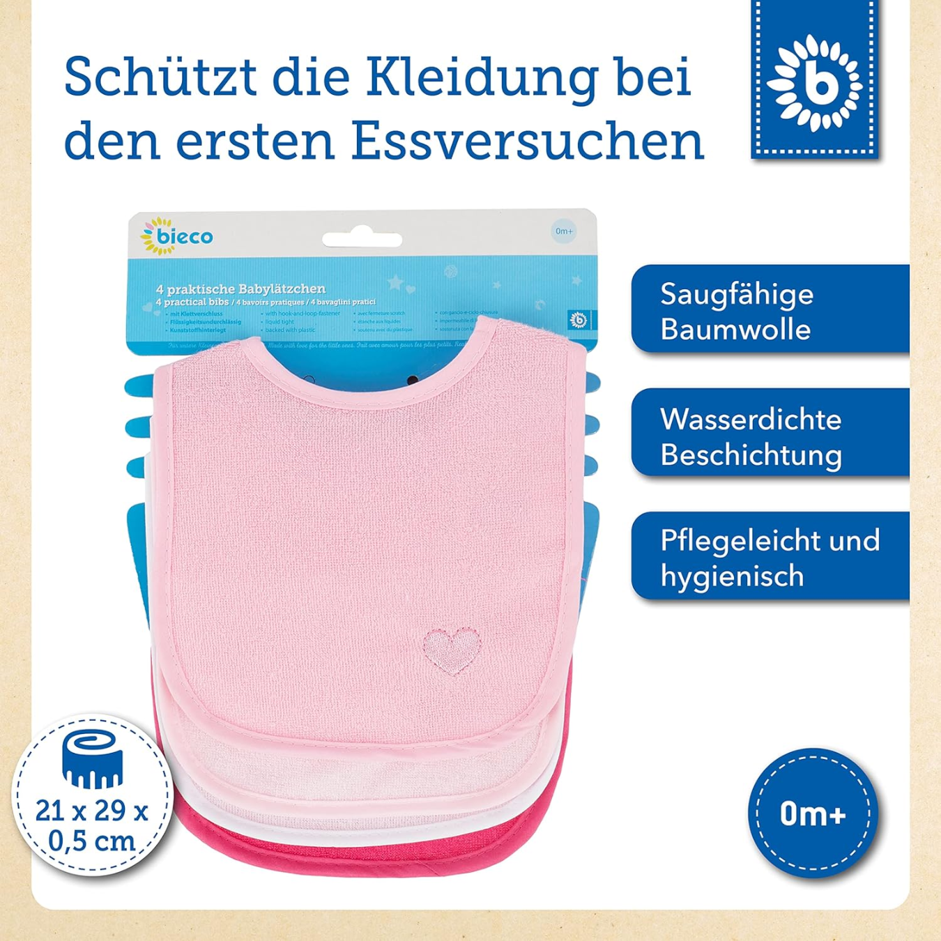 BIECO vízhatlan előkék, 4 db, 0–3 hónapos korig