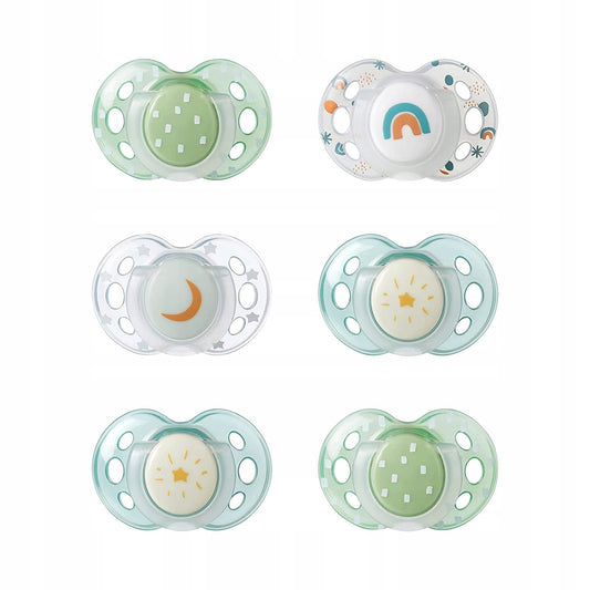 Tommee Tippee Night symmetrical glow-in-the-dark pacifiers 18-36m