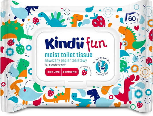 KINDII Fun nawilżany papier toaletowy spłukiwalny x60
