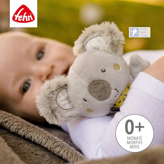 FEHN jucărie de dentiție din bumbac cu zdrăngănitoare KOALA 18 cm