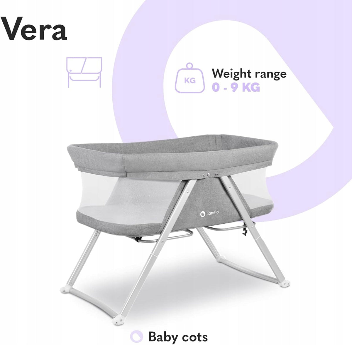 LIONELO VERA 3 în 1 pătuț de voiaj pliabil până la 9 kg