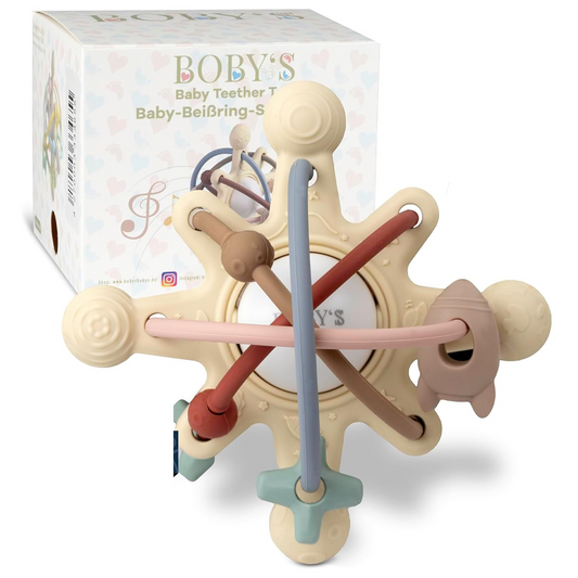 Gingivală senzorială BOBY'S cu zornăitoare, mărime 12 x 12 cm