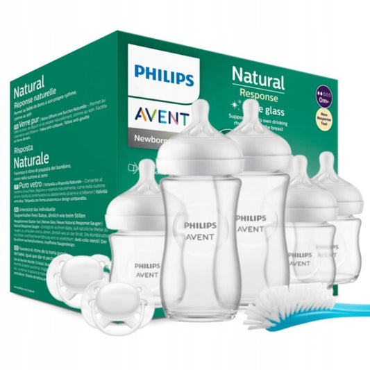 PHILIPS AVENT Natural RESPONSE sada lahví SKLO dudlíky kartáč