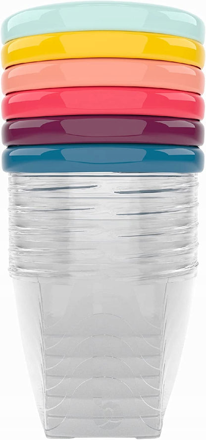 BABYMOOV Babybols pojemniki 6 x 250 ml, pastelowe pojemniki transparentne z hermetycznym zamknięciem