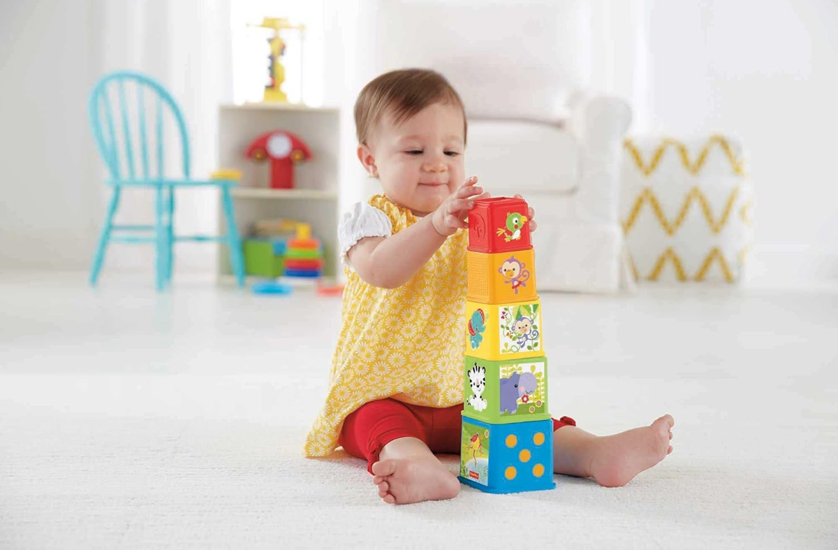 FISHER-PRICE Stack & Explore Blocks klocki o różnej wielkości 5 sztuk
