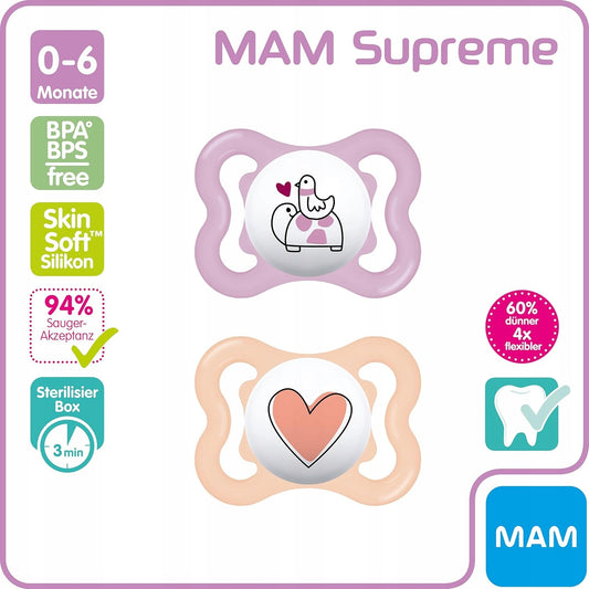 MAM SUPREME suzetă din silicon 0-6 luni x2