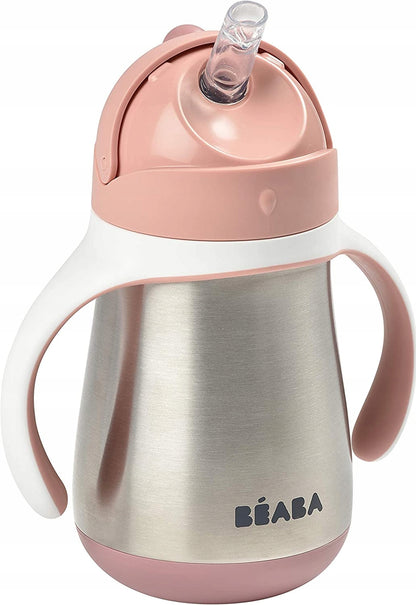 Cana BEABA antiscurgere cu pai DIN OȚEL 250 ml