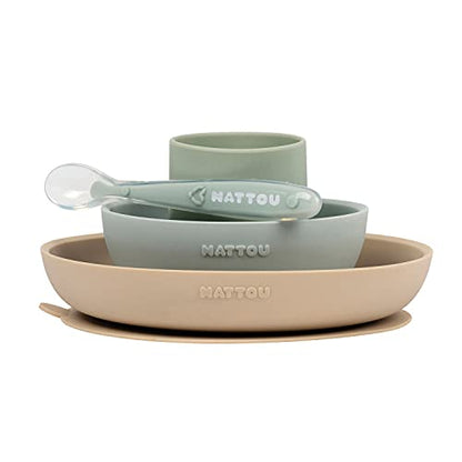 NATTOU set de masă din silicon, 4 piese