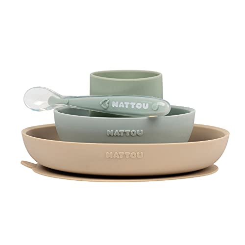 NATTOU set de masă din silicon, 4 piese