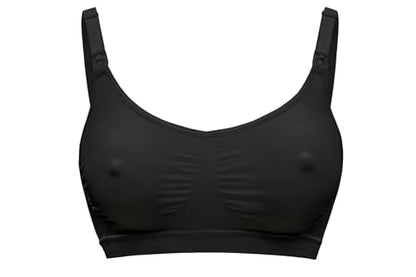 Czarny biustonosz Medela Keep Cool z ramiączkami i zapięciami miseczek, widok z przodu.