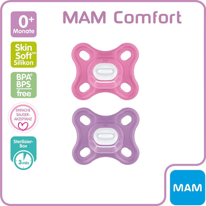 MAM COMFORT suzetă pentru prematuri și nou-născuți x2 0 luni+