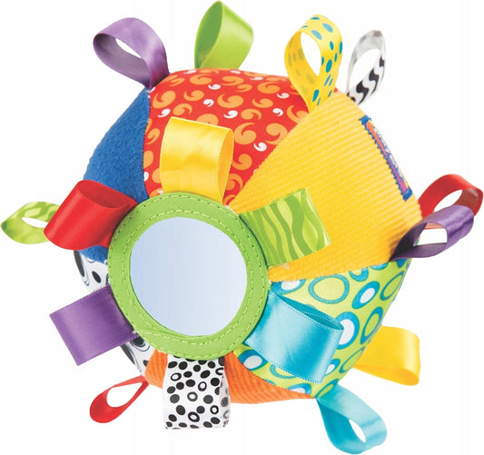 PLAYGRO Loopy Loops minge senzorială din pluș cu oglindă și clopoțel