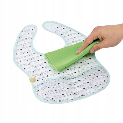 LASSIG plastic bib with hook-and-loop fastening and pocket, 6–24 months