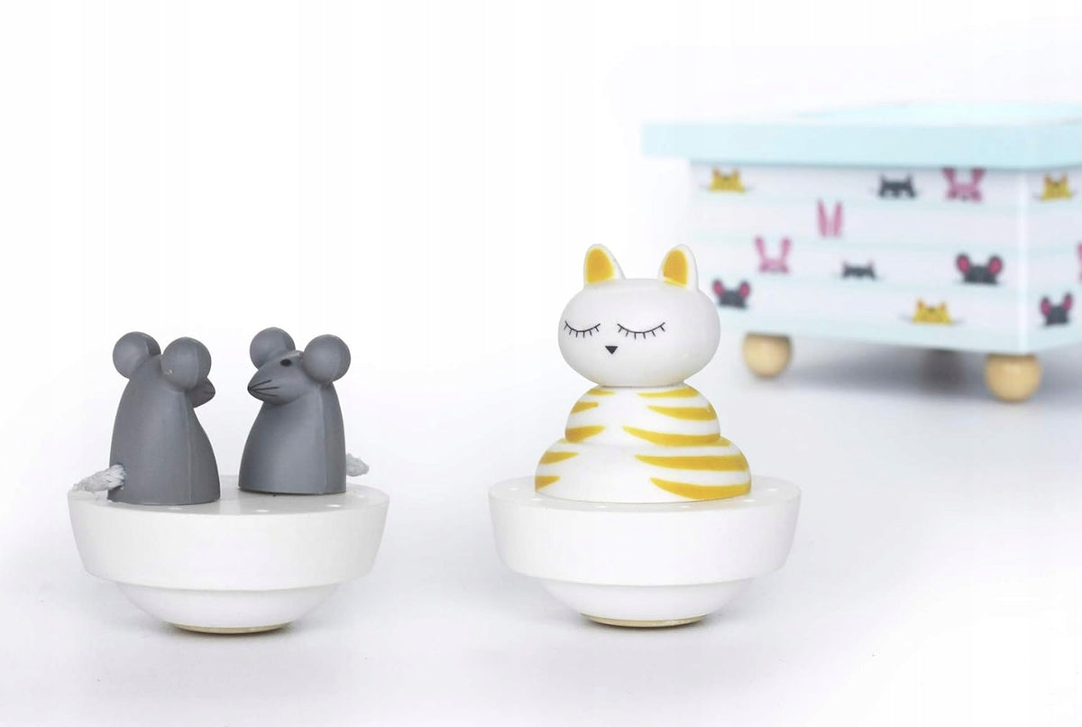 TROUSSELIER Cat and Mousemagnetic music boxage 12 m+dominant colour bluedimensions 11.4 x 11.4 x 6.3
