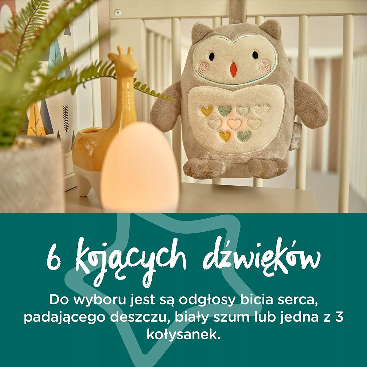 TOMMEE TIPPEE Bufnița Ollie Jucărie de pluș lampă cu sunet