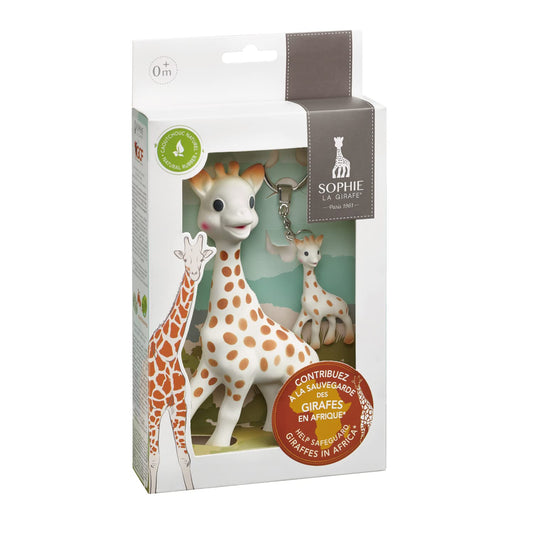 GIRAFĂ SOPHIE set de jucărie pentru dentiție cu breloc