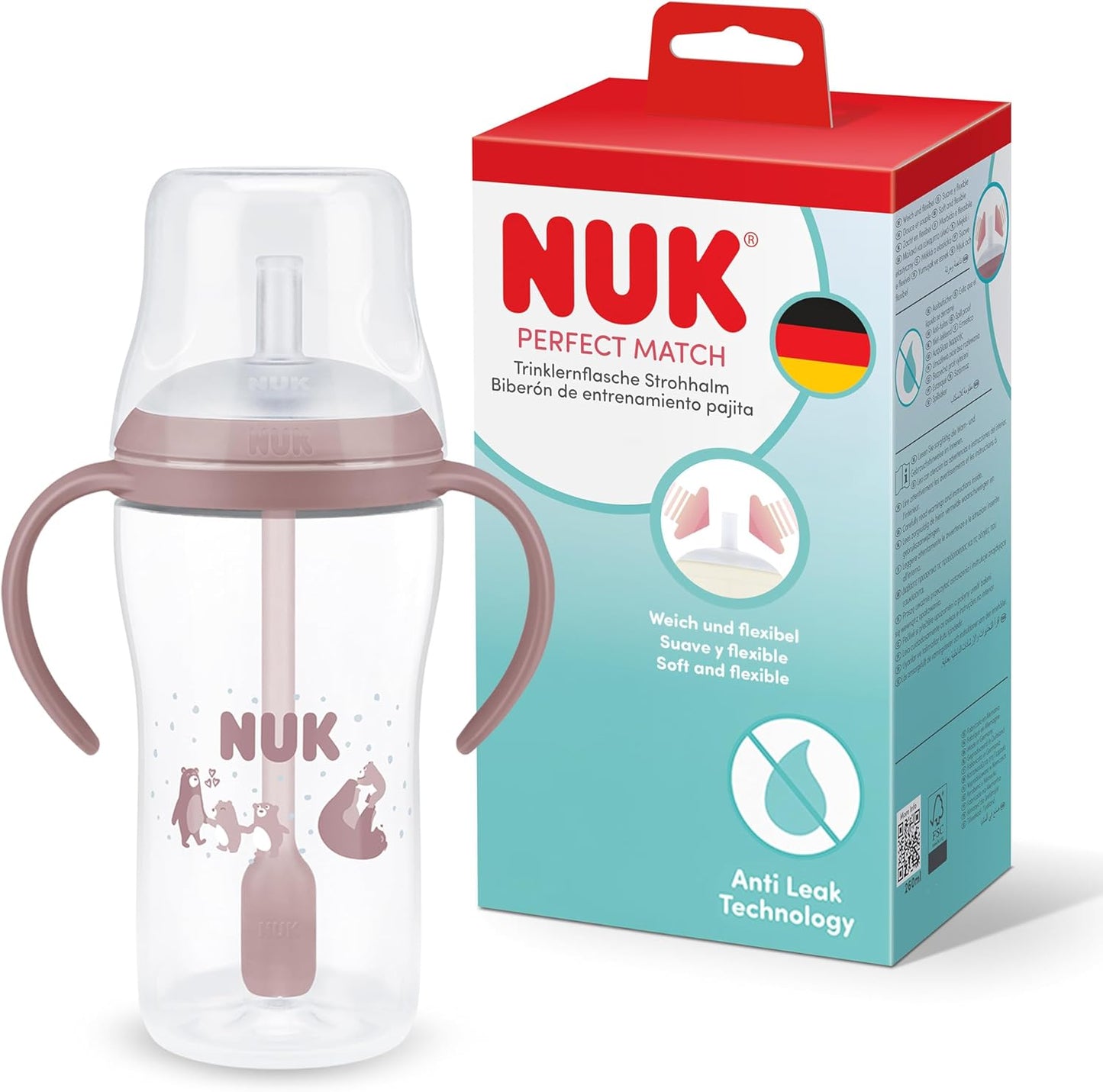 NUK Perfect Match kubek ze słomką 260 ml 8m+
