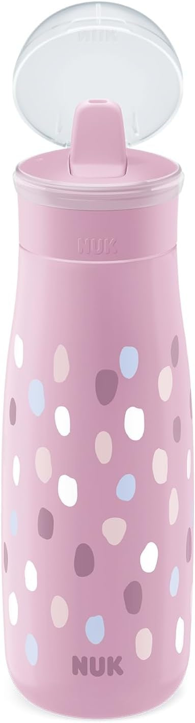 NUK Mini-Me Flip sticlă din oțel cu pai și muștiuc, 500 ml, 12 luni+