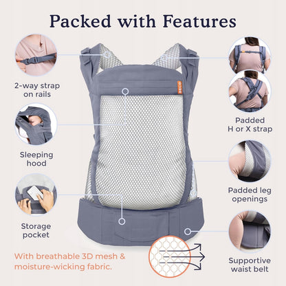 BECO TODDLER marsupiu cu cataramă 9-27kg mesh 3d