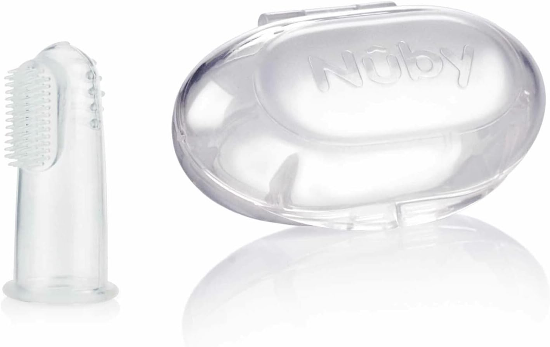 NUBY periuță de dinți din silicon pentru deget + cutie