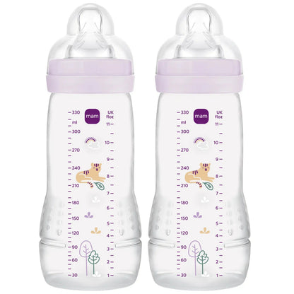 Set de biberoane MAM Easy Active 2x 330 ml, 4 luni+, tetină 3, TIGRU
