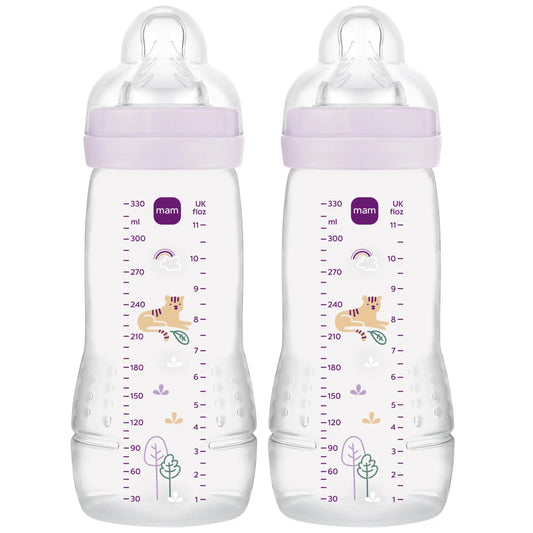 Set de biberoane MAM Easy Active 2x 330 ml, 4 luni+, tetină 3, TIGRU
