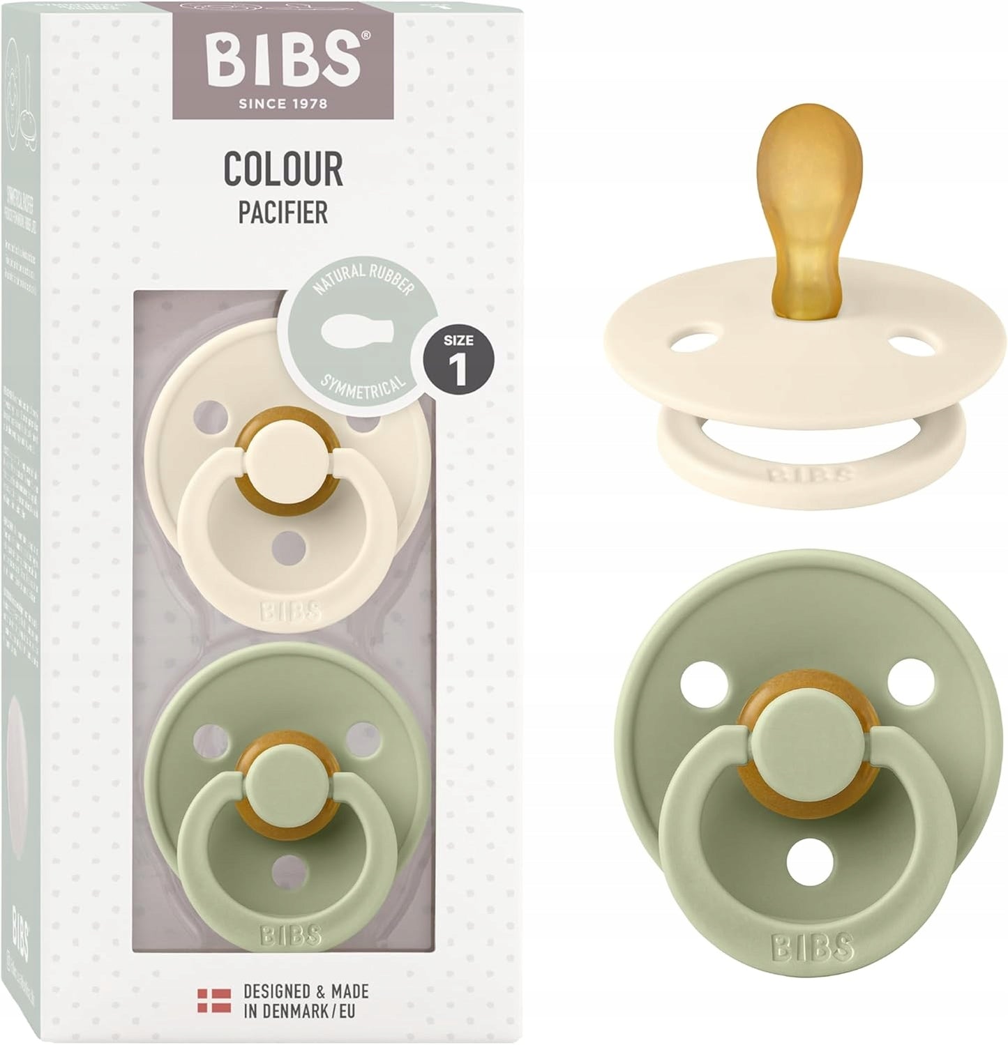 BIBS COLOUR suzete de calmare 2pack din cauciuc 0-6 luni