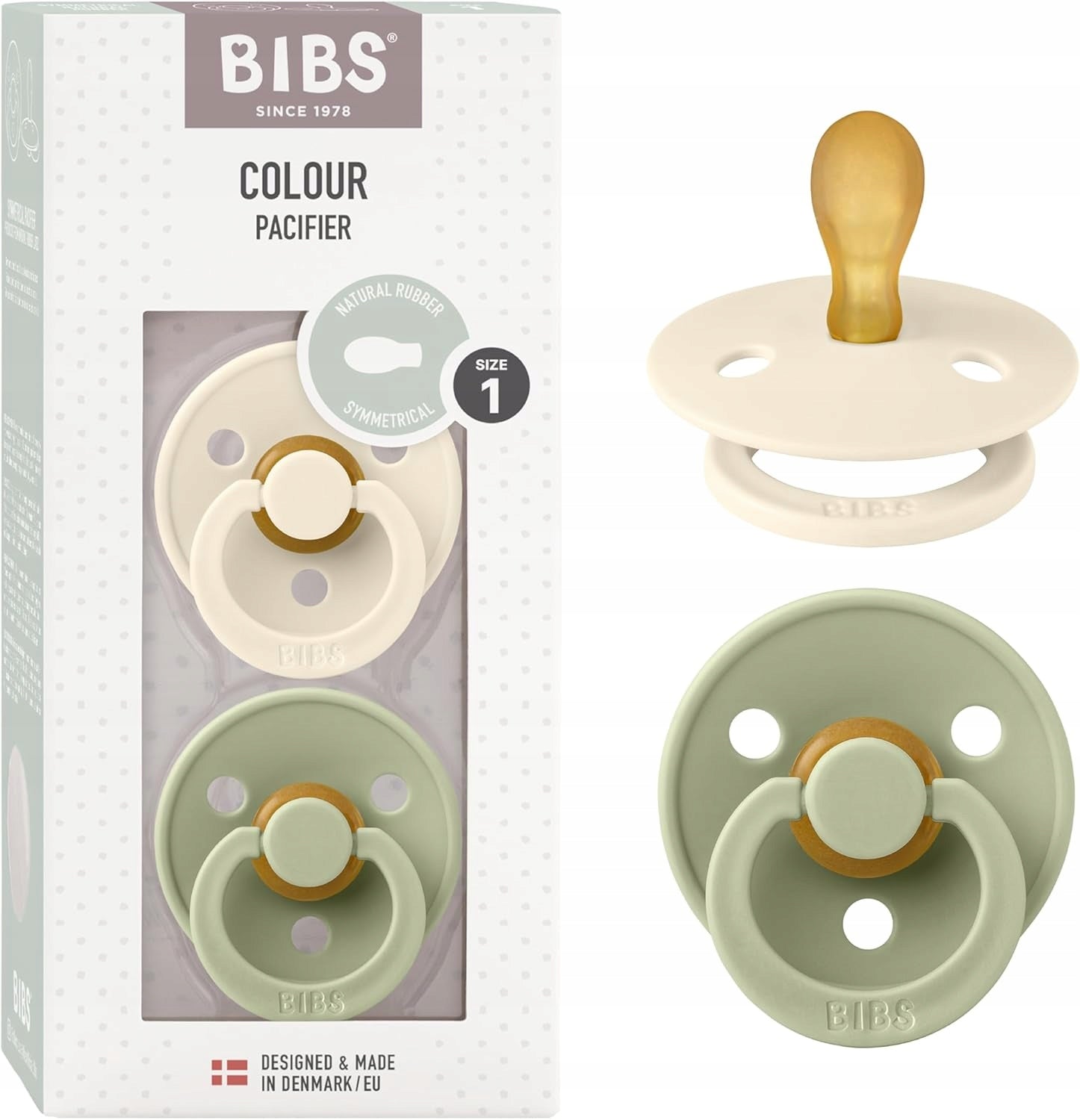 BIBS COLOUR suzete de calmare 2pack din cauciuc 0-6 luni