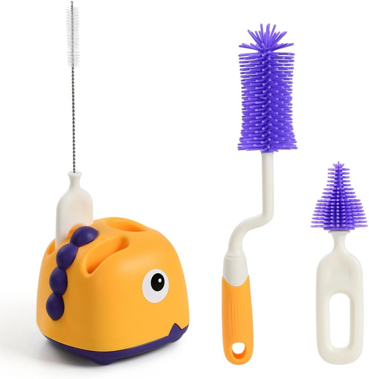 VICLOON Silikónové kefky 3 v 1 na čistenie fliaš, cumlíkov a slamiek 32cm