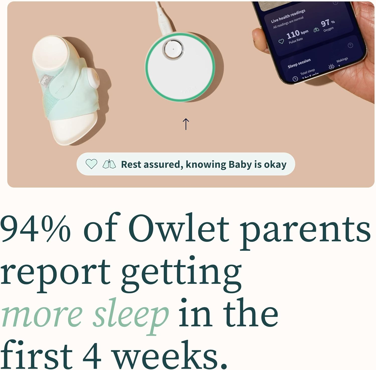 OWLET DREAM SOCK Pulsmesser Pulsoximeter 2-in-1 für Säuglinge 0-18 Monate