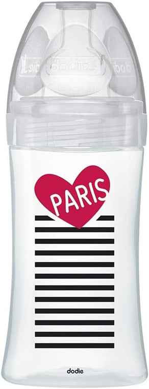 DODIE Sensation+ PARIS sticlă de sticlă 270 ml 0-6 luni tetină 2 flux mediu