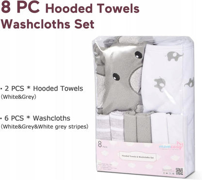MOMCOZY prosop cu glugă x2 76x76 +6 24x24 lavete pentru spălat