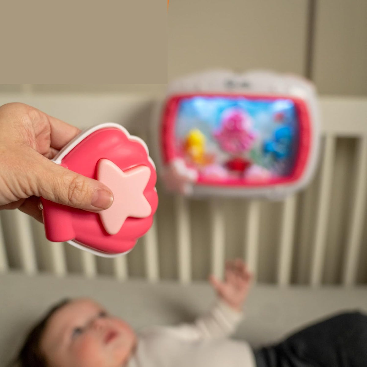 BABY EINSTEIN Vise marine cutie muzicală cu lumini + telecomandă, 22 x 29 cm