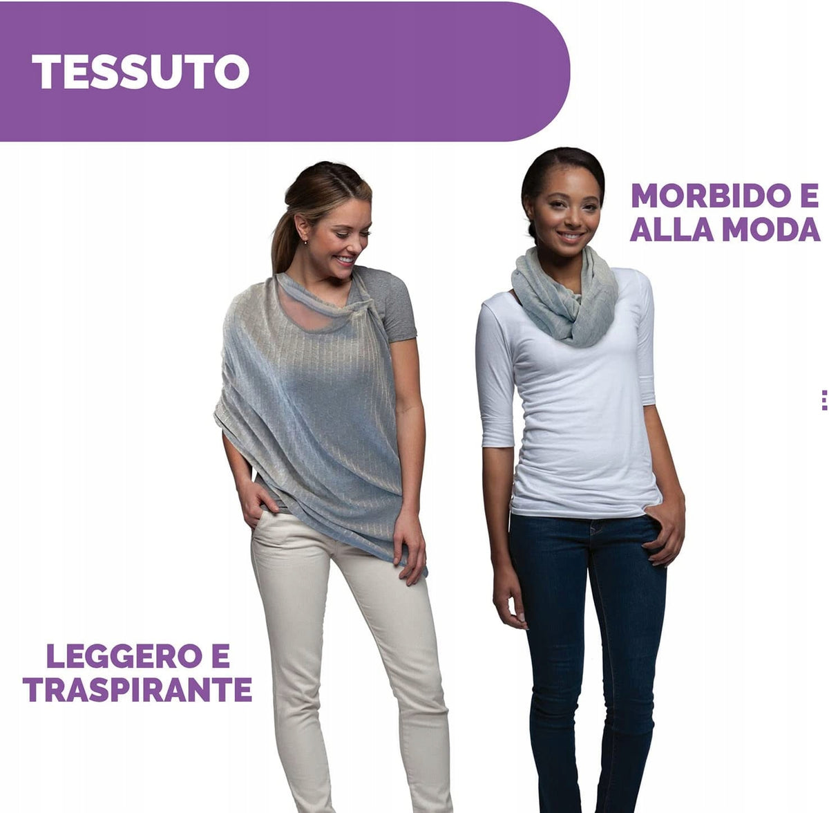 CHICCO Boppy Infinity szal i dyskretna osłona do karmienia 2w1, lekki i modny szal szary