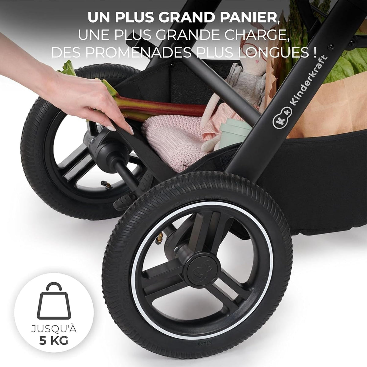 KINDERKRAFT B-TOUR cărucior multifuncțional 3 în 1 până la 22 kg + scoica MINK PRO